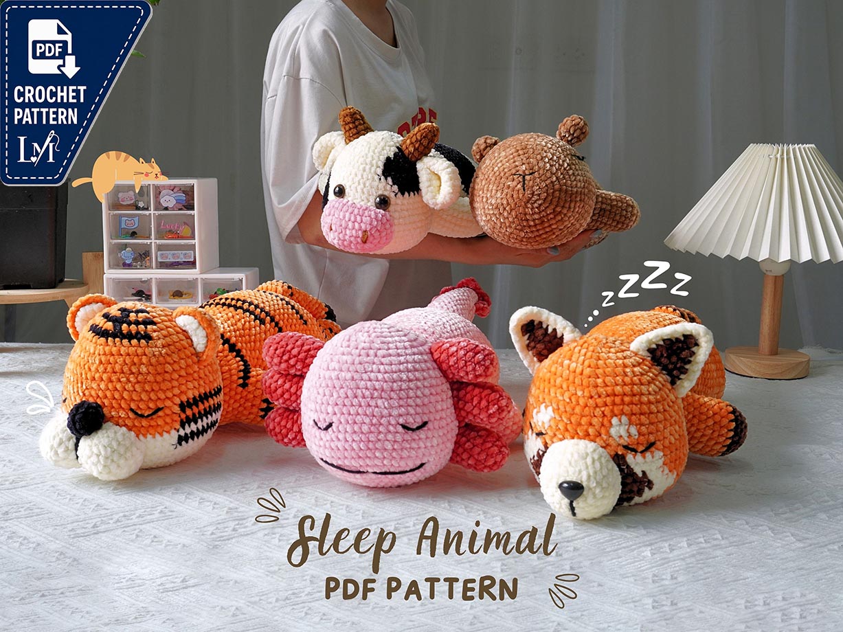 Amigurumi Crochet Pattern, Tiger Crochet Pattern, Redpanda Crochet Pattern, Cow Crochet Pattern, Axolot Crochet Pattern, Capybara Crochet